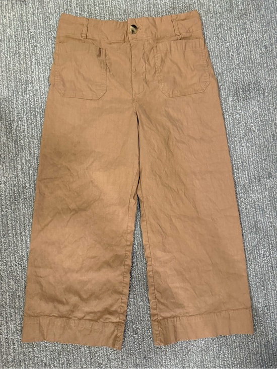 Maeve Pants - Maeve The Colette Pants 32P Camel Linen Blend Wide Leg Crop Utility Anthropologi